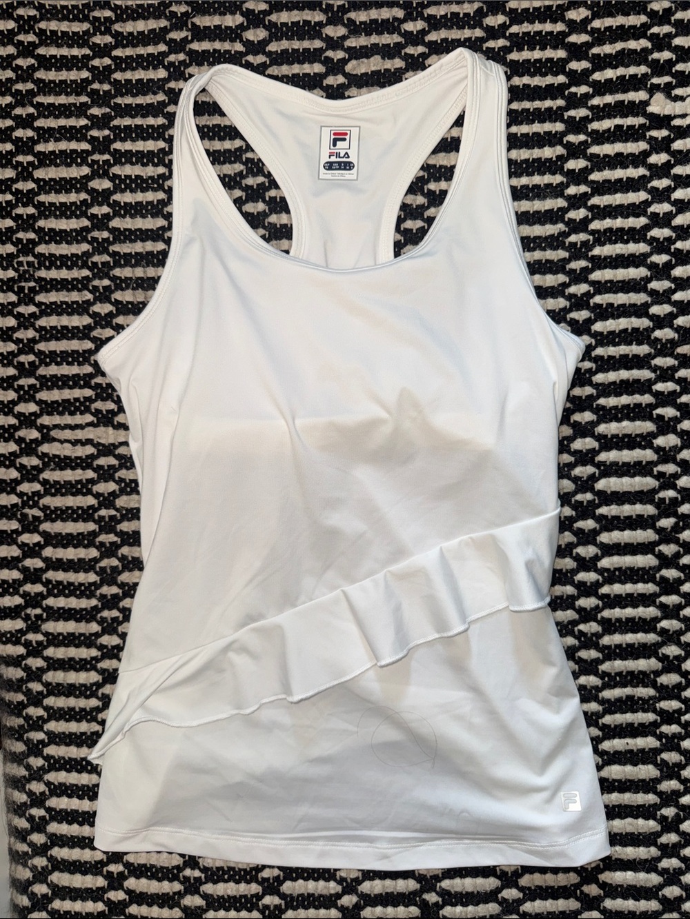 NWOT FILA Women's White Racerback Ruffle Tank Top